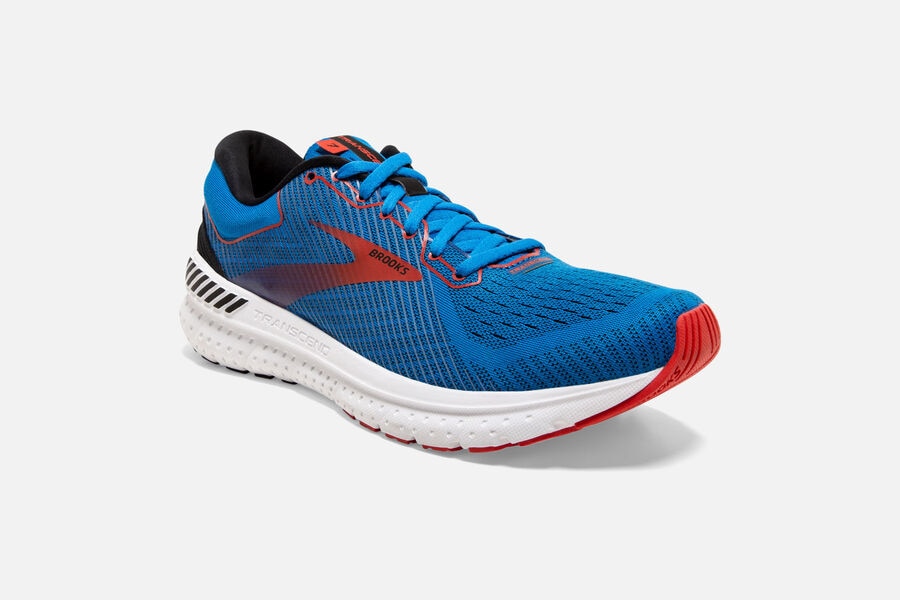 Brooks Running Shoes - Transcend 7 Road Mens - Blue/Red - SPU-907143